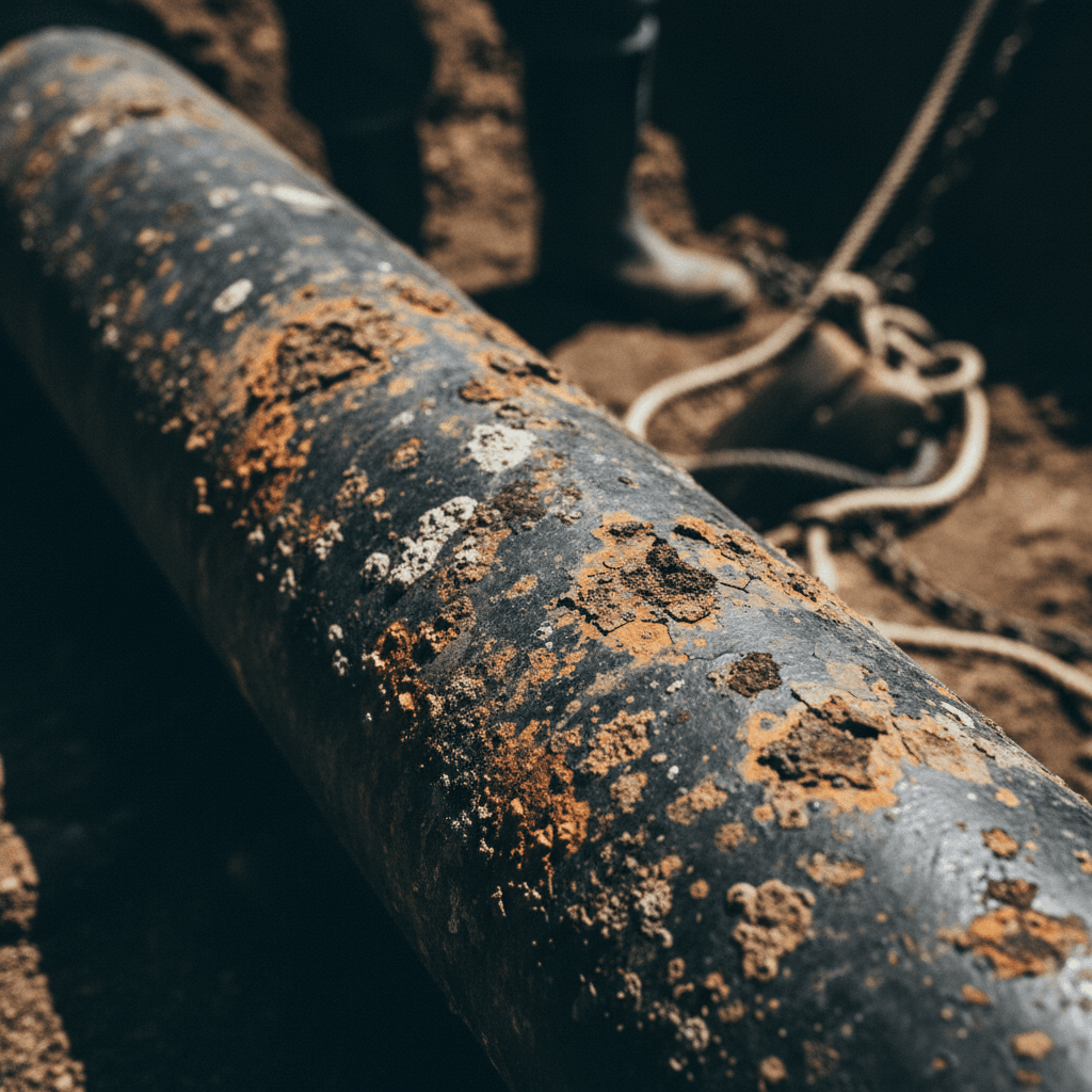 Deteriorated sewer pipe requiring replacement