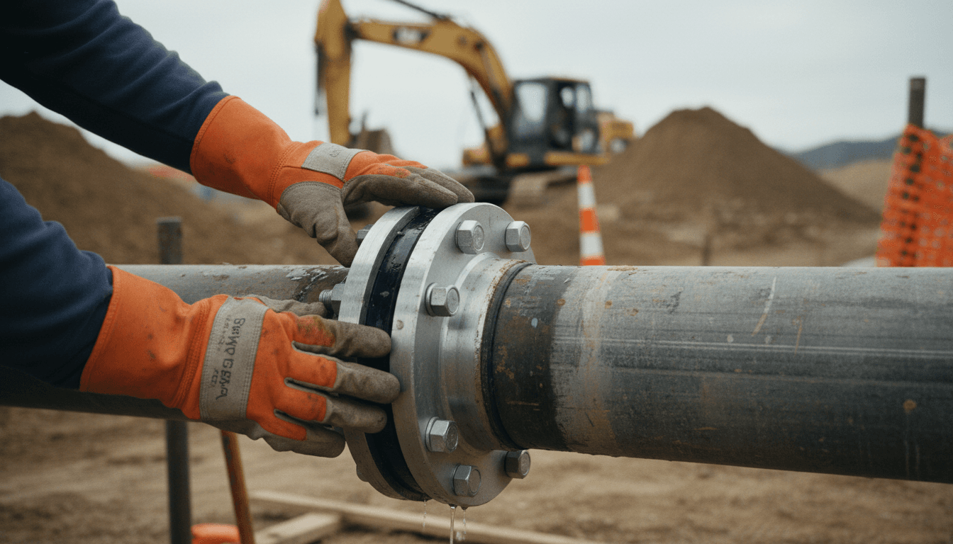 Water utility pipe inspection during professional construction work