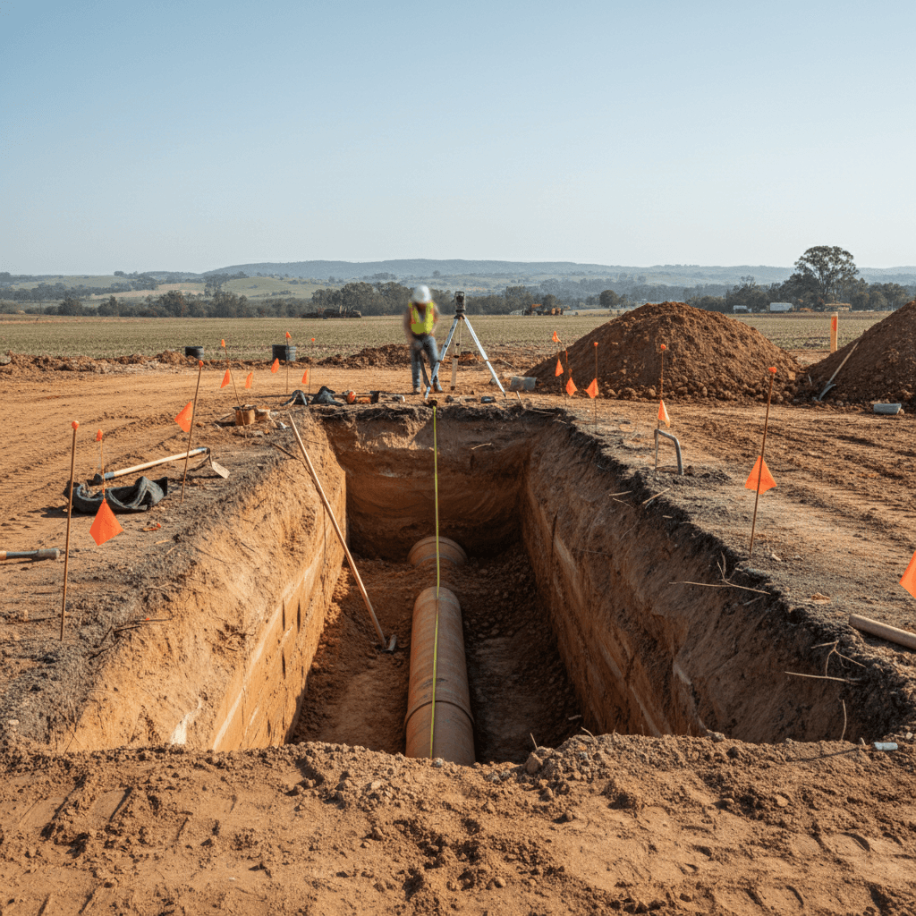 Sewer line repair and replacement work